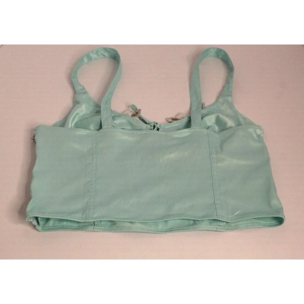 NWT Victoria Secret Lt. Blue/Green Lace Embellished Side Zip Cami Size Small - Picture 8 of 14